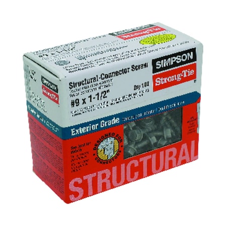 Simpson Strong-Tie Simpson Strong-Tie Strong-Drive No. 9 Sizes X 1-1/2 in. L Star Hex Head Coarse Structural Screws SD9112R100